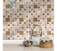 Stick And Go Self Adhesive Stick On Tiles Roman Mosaic 6" X 6" Box Of 8 Apply Over Any Tile, Or Directly On To The Wall