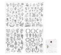 Stick and Stitch Embroidery Patterns - 122 Floral Designs on 2 Water-Soluble Transfer Sheets, 8.3"x11.7" Self-Adhesive Templates for Hand Embroidery on Clothing, Accessories & Fabric - Easy