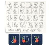 Stick and Stitch Embroidery Patterns, Floral/Alphabet Designs, Water Soluble Embroidery Stabilizer Transfer Paper, Beginner Hand Embroidery Kit for Gifts (Floral Alphabet)