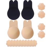 Stick Bra for Women's, Push Up Adhesive Silicone Invisible Rabbit Bra for Large Breasts Reusable Lifting Bra Cups Nipple Cover Backless Bra for Wedding, Party (UK, Alpha, M, Regular, Regular)