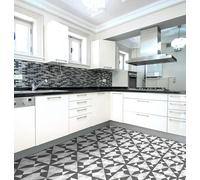 Stick Ease Self-Adhesive Vinyl Floor Tiles 5 Pack - Black Grey Geometric