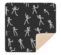 Stick Figure Black Pattern Soft Padded Baby Play Mat for Floor Waterproof Tummy Time & Crawling Mat for Baby Kids Toddlers Infants, 50'' x 50''