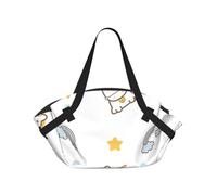 Stick Figure Cartoon Unicorns Foldable Camping Tote Bag â€“ Premium All-Over Printed Round Picnic Blanket With Carry Handles, Waterproof Polyester Composite Fabric For Beach, Camping & Park Outings