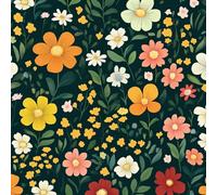 Stick Figure Flower Wallpaper Self-Adhesive 0.52×10 m Colorful Floral Pattern Matte Contact Paper Removable Thicken Waterproof Canvas Peel Stick Wall Paper for Home Decoration Furniture Renovation