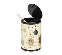 Stick Figure Planet Ashtrays For Cigarettes Outdoor with Lid Stainless Steel Portable Round Smokeless Ash Tray Indoor for Kitchen Boat Truck