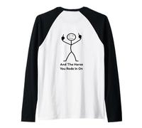 Stick Figure Two Middle Fingers And The Horse You Rode In On Raglan Baseball Tee