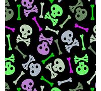 Stick & Go Repositionable Self Adhesive Dolls House Wallpaper 1:12 Scale (1 Sheet) - Halloween Skull & Bones - No. 218