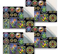 Stick & Go Repositionable Self Adhesive Dolls House Wallpaper 1:24 Scale (Set of 4 Sheets) - Stained Glass - No. 72