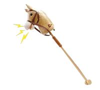 Stick Horse - 100cm Hobby Horse Toy, Improved Balance Support | Galloping Sounds Plush Toy with Wood Wheels, Real Neighing for Kids Boy Girl Role Play Yard Party Cowgirl Daycare Center