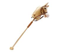 Stick Horse - 3750g Wooden Riding Toy for Girls Boys, Cartoon Style with Handle, Hobby Horse for Outdoor Indoor Play, Brown Fabric, Use