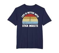 Stick Insect Shirt | Life is Better with Stick Insects T-Shirt, Men's Big and Tall, Navy Blue, 6X Tall