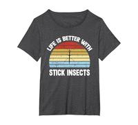 Stick Insect Shirt | Life is Better with Stick Insects T-Shirt, Women's Plus, Dark Heather Grey, 4X