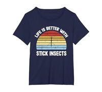 Stick Insect Shirt | Life is Better with Stick Insects T-Shirt, Women's Plus, Navy Blue, 4X