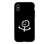 Stick Man Middle Finger BACKSIDE Funny Stickman Joke Case for iPhone X/XS
