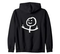 Stick Man Middle Finger BACKSIDE Funny Stickman Joke Zip Hoodie