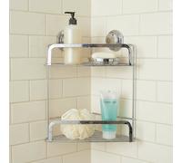 Stick n Lock 2 Tier Corner Shelves - Chrome