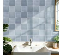 Stick on Bathroom Tiles Blue Gray Brick Kitchen Tiles Self Adhesive Waterproof PVC Tile Covers for Cabinet Furniture Decoration Bathroom Tile Stickers 15x15 cm /10 Pcs