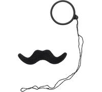 Stick On Black Moustache & Monocle Eye Glass 20s 30s Fancy Dress Accessory