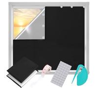 Stick On Blackout Blinds for Windows - 200x145cm No Drill Temporary Window Covering with Adhesive & Velcro - Light Blocking Film for Bedroom, Nursery, RV & Office (4-Piece Set)