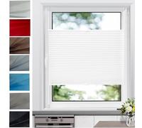 Stick on Blinds for Windows, 100 x 110 cm Quick Fix and Easy to Install, Vertical Window Blind, with White Guide Rail for Bedroom Bathroom Kitchen, White