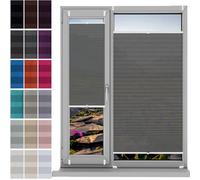 Stick on Blinds for Windows with Clips 28 x 125 cm, No Drilling, Translucent, Crushed Look, Shade Instant Stick on Blinds, Temporary Door Blinds, for Window Door, Grey