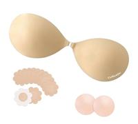 Stick On Bra for Women, Invisible Sticky Backless Strapless Push Up Bra | Sticky Bra, Stick on Bra for Women with 2 Silicone Nipple Covers and 10 Disposable Nipple Covers
