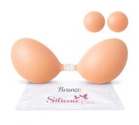 Stick On Bra for Women, Invisible Sticky Backless Strapless Push Up Bra with Sticky Bra Push Up, Skin Friendly and Breathable, Reusable Silicone Adhesive Bra (UK, Cup & Band, E)
