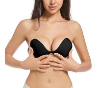 Stick on Bra Push Up - Sticky Bra for Large Breasts Womens Backless Strapless Bras Ladies Invisible Adhesive Silicone Stick-On Bras Reusable Gel Cups For Deep V Cleavage Backless Dresses, Wedding