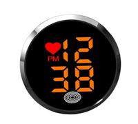 Stick On Clock With Led Display For Car - Silent Watch Dashboard Clock For Car For Cars, Boats, Bicycles (Orange + Silver)