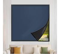 Stick on Curtains Blackout Blinds 35 x 120 cm, Easy to Stick on & Take Down, Thermal Properties Premium Fabric Child Safe Blackout Roller Blinds, With black tape for Travel, Blue