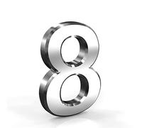 Stick On Door Numbers, 3 Inch 3D Mailbox Numbers, Self Adhesive House Numbers Plaques, Door Numbers for House, Apartment, Mailbox, Hotel, Office, Room, Courtyard, Cafe (8, Silver)