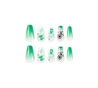 Stick on Gel Nails Wearable Nails St. Patrick's Day Manicure Nails Wearable Nails Nail Stickers Removable Nails 1ml Nails False (Green, One Size)
