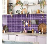 Stick on Kitchen Tiles 17x23 cm Purple Marble Self Adhesive Wall PVC for Fireplace Surround Furniture Decoration Backsplash Bathroom Tile Stickers Waterproof 10 Pcs