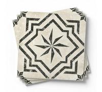 Stick on Kitchen Tiles Dark Gray Beige Pattern Tile Stickers Waterproof PVC Stick on Bathroom Tiles for Fireplace Surround Cabinet Wall Kitchen Home Decor