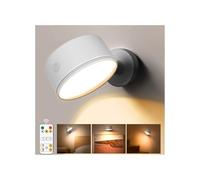 Stick on LED Rechargeable Wall Lights Indoor with 5000mAh Battery Operated, Wireless Wall Sconces with 3 Color Modes 360° Rotate Dimmable, Battery Wall Lamp with Touch & Remote for Bedroom Living Room