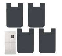Stick-on Mobile Phone Card Holder - 5.6 x 8.6 cm, Black Silicone, 4 x Self-Adhesive Wallets on the Back, Secure Credit Card, Cash, ID Holder, Mobile Phone Accessories, Adhesive Bag | Smart, black, see
