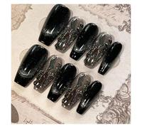 Stick on nails 10pcs Handmade Nails DIY Starry Sky Cat Eye Nail Art Design Black Reusable & Removable Tips(COLOR-2-m)