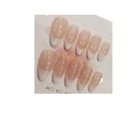 Stick on nails 10pcs Handmade Press On Nail Art Classic Almond Cat-Eye Nude Full-Coverage Tips Detachable Wearable For Women(L)