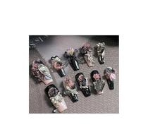 Stick on nails 10pcs Medium-Long Handmade Shaped Nails, Rose Flower Nail Decals With Crystal Rhinestones(Color-1-M)