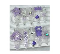 Stick on nails Cute Purple Extra Long Tip Handmade Press On Nails Star Heart Bow Bear Rose Gyaru Kawaii Fake Nail Art(S)
