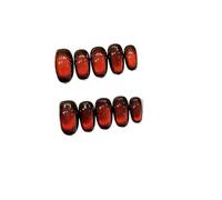 Stick on nails Handmade Press On Nails Glitter Red Velvet Cat's Eye Fake Decor Wearable Flash False Tip For Women(Color-1-M)