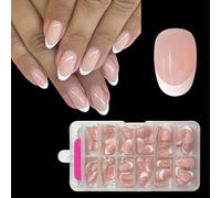 Stick on Nails- ZAHRVIA Nail Tips Short Ellipses French Fake Stick on Nails for Women Girls Nail Art French False Nails Short, 120Pcs Nude Soft Gel Press On Nail