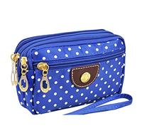 Stick On Phone Case Wallet With Strap Zipper Bag (Blue, One Size)