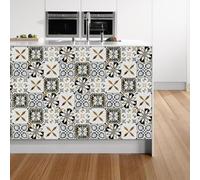 Stick on Tiles 10x240 cm Retro Morocco Tile Stickers Waterproof PVC Stick on Bathroom Tiles for Fireplace Surround Cabinet Wall Kitchen Home Decor 1 Pcs