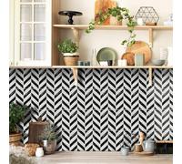 Stick on Tiles 17x23 cm Black White Marble Tile Stickers Waterproof Oilproof PVC Bathroom for Fireplace Surround Cabinet Wall Kitchen Home Decor 5 Pcs