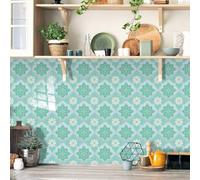 Stick on Tiles 30x30 cm Morocco Green Tile Stickers Waterproof PVC Stick on Bathroom Tiles for Fireplace Surround Cabinet Wall Kitchen Home Decor 10 Pcs