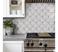 Stick on Tiles Blue Purple Orange Kitchen Tile Stickers Transfers PVC Self Adhesive Wall Tiles Durable Peel and Stick Floor Tile Stickers for Bathroom Kitchen Oil-Proof Removable 15x30cm/6 pcs