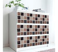 Stick on Tiles Brown Brown Marbling Tile Stickers PVC Self Adhesive Wall Tiles Heat Resistant Tile Stickers for Kitchen Bathroom Waterproof Peel and Stick Floor Tiles Tile Paint 15x15cm