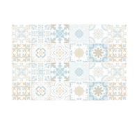 Stick on Tiles Brown Light Blue Self Adhesive Stick-on Wall Tile Stickers Transfers PVC Durable Peel and Stick on Floor Tiles for Bathroom Kitchen Waterproof Oil-Proof Wall Art 15x15cm/24 Pcs