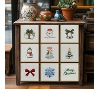 Stick On Tiles Christmas Green Beige Tile Stickers PVC Peel and Stick on Bathroom Tiles Durable Waterproof Oil-Proof Self Adhesive Wall Floor Tile Covers Removable Kitchen Stickers 15x15cm/24 Pcs